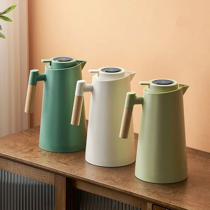 Thermal Carafe – Double-Wall Insulation, Lid Temperature Display & Wooden Handle