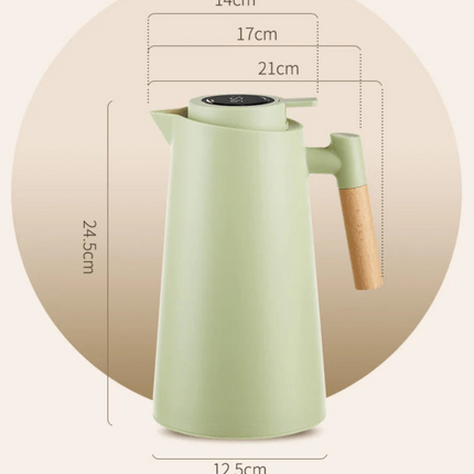 Thermal Carafe – Double-Wall Insulation, Lid Temperature Display & Wooden Handle