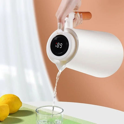 Thermal Carafe – Double-Wall Insulation, Lid Temperature Display & Wooden Handle