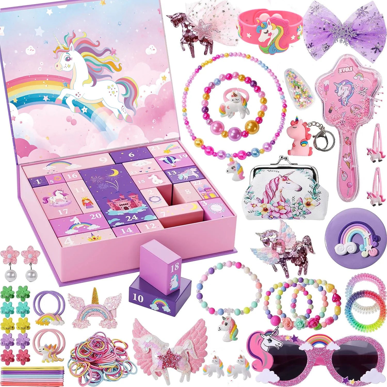 Calendrier de l'Avent pour enfants – 24 surprises avec bijoux et accessoires pour cheveux
