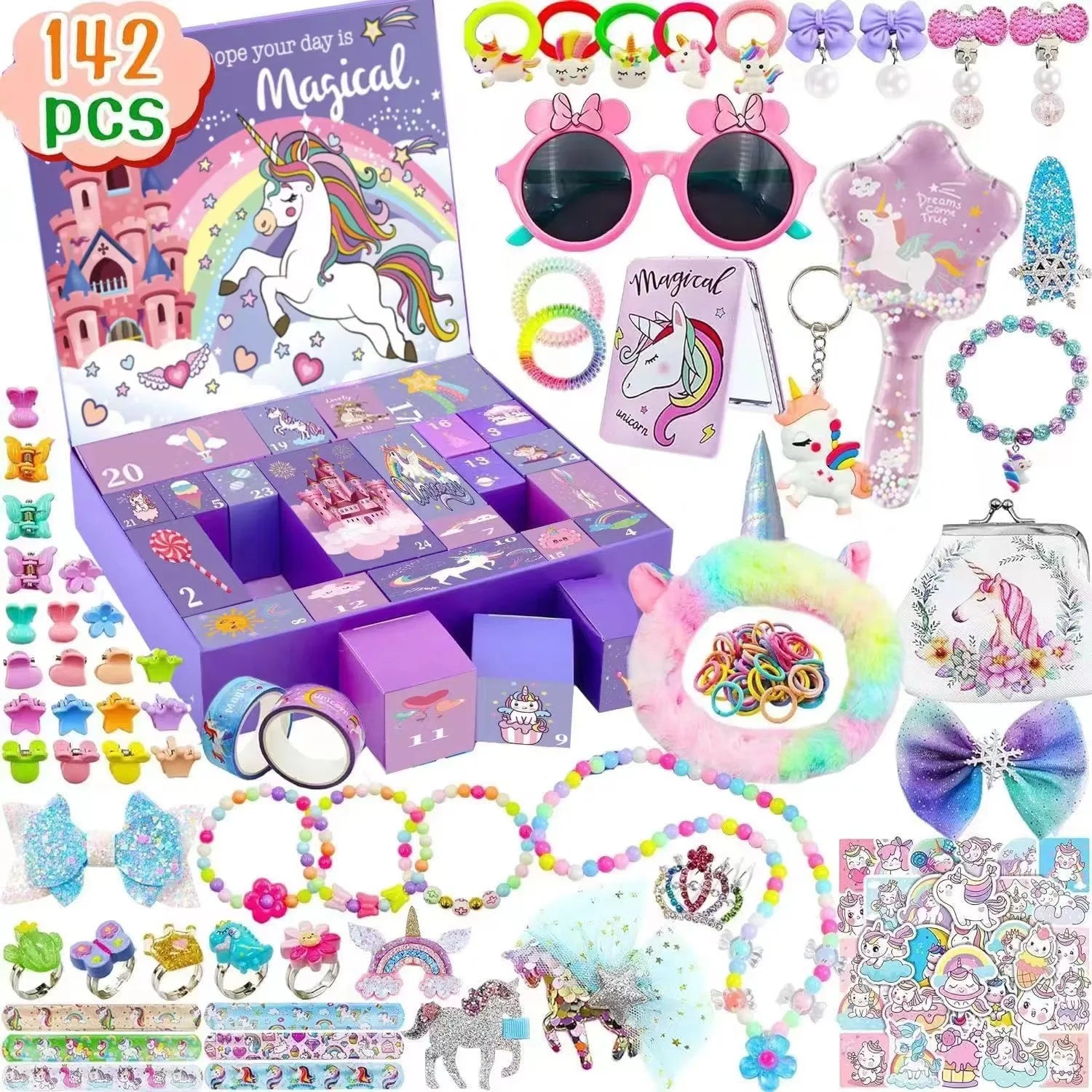 Calendrier de l'Avent pour enfants – 24 surprises avec bijoux et accessoires pour cheveux