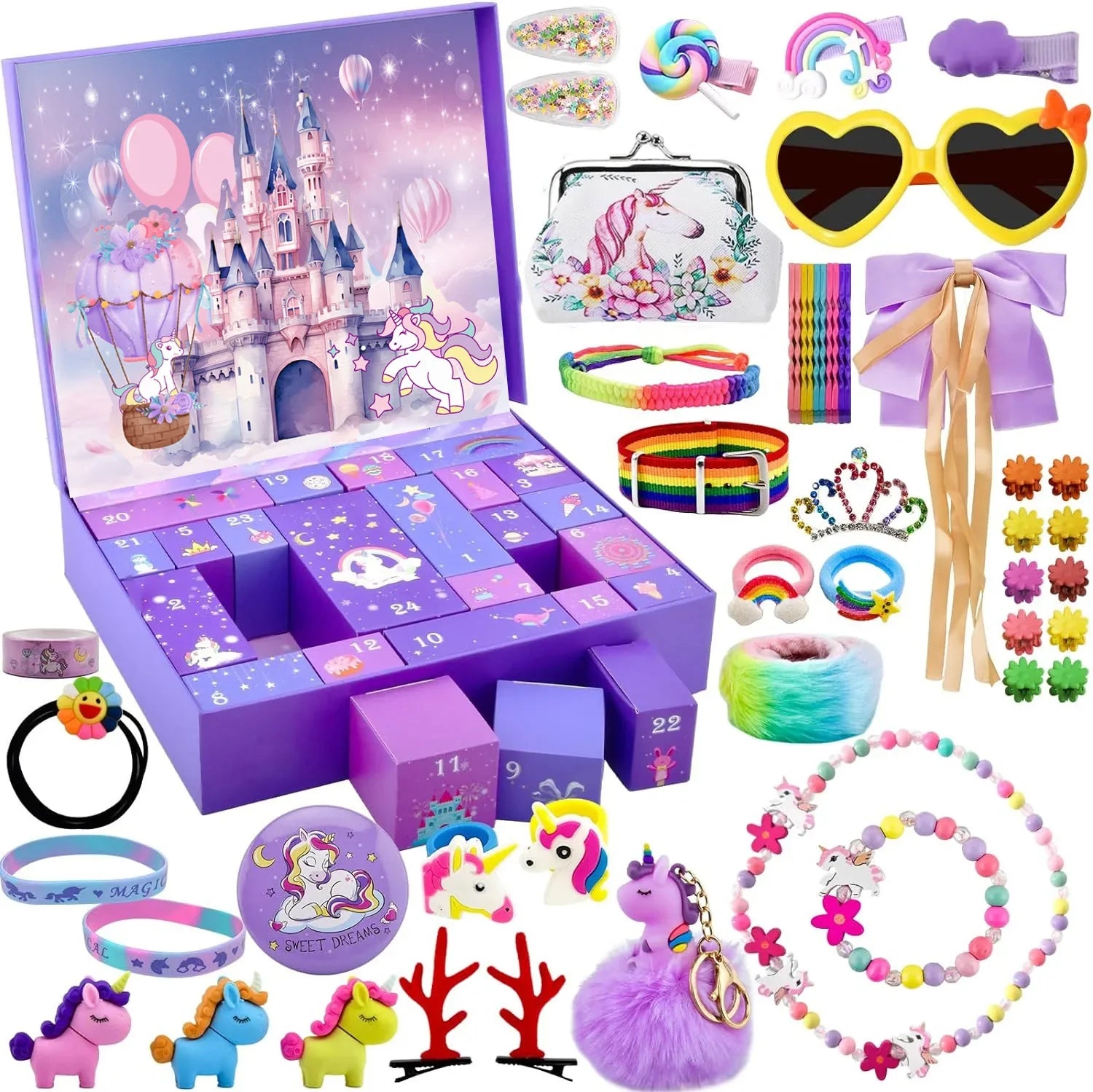 Calendrier de l'Avent pour enfants – 24 surprises avec bijoux et accessoires pour cheveux