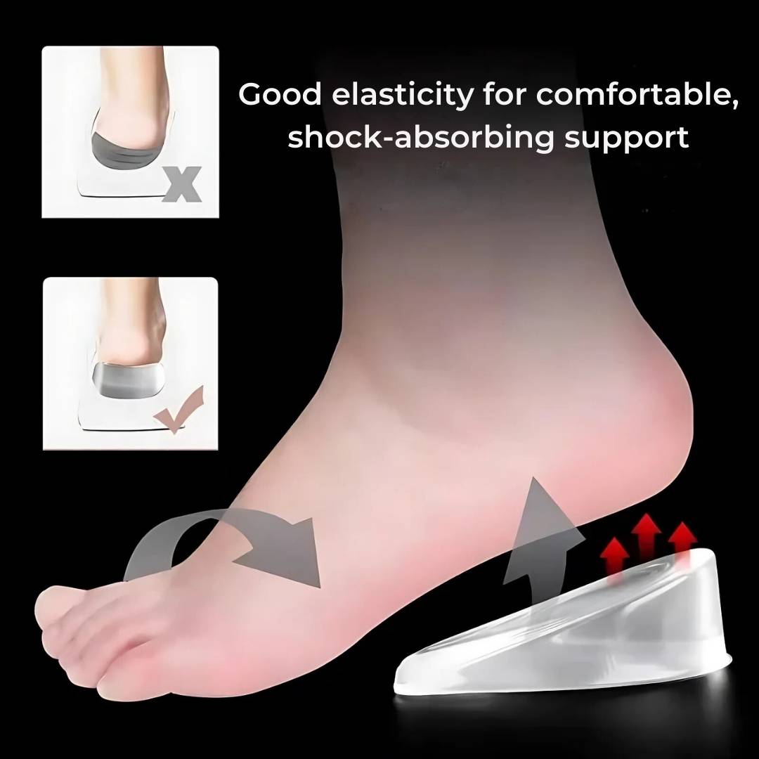 LiftComfort Silicone Gel Heel Lifting Inserts | Height Increase - Pain Relief for Plantar Fasciitis - Shock Absorption - Better Posture Niki 1