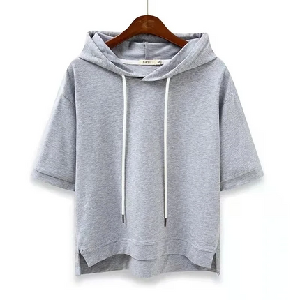 Lightweight Short-Sleeve Hoodie in Soft Cotton Blend with Relaxed Fit 3