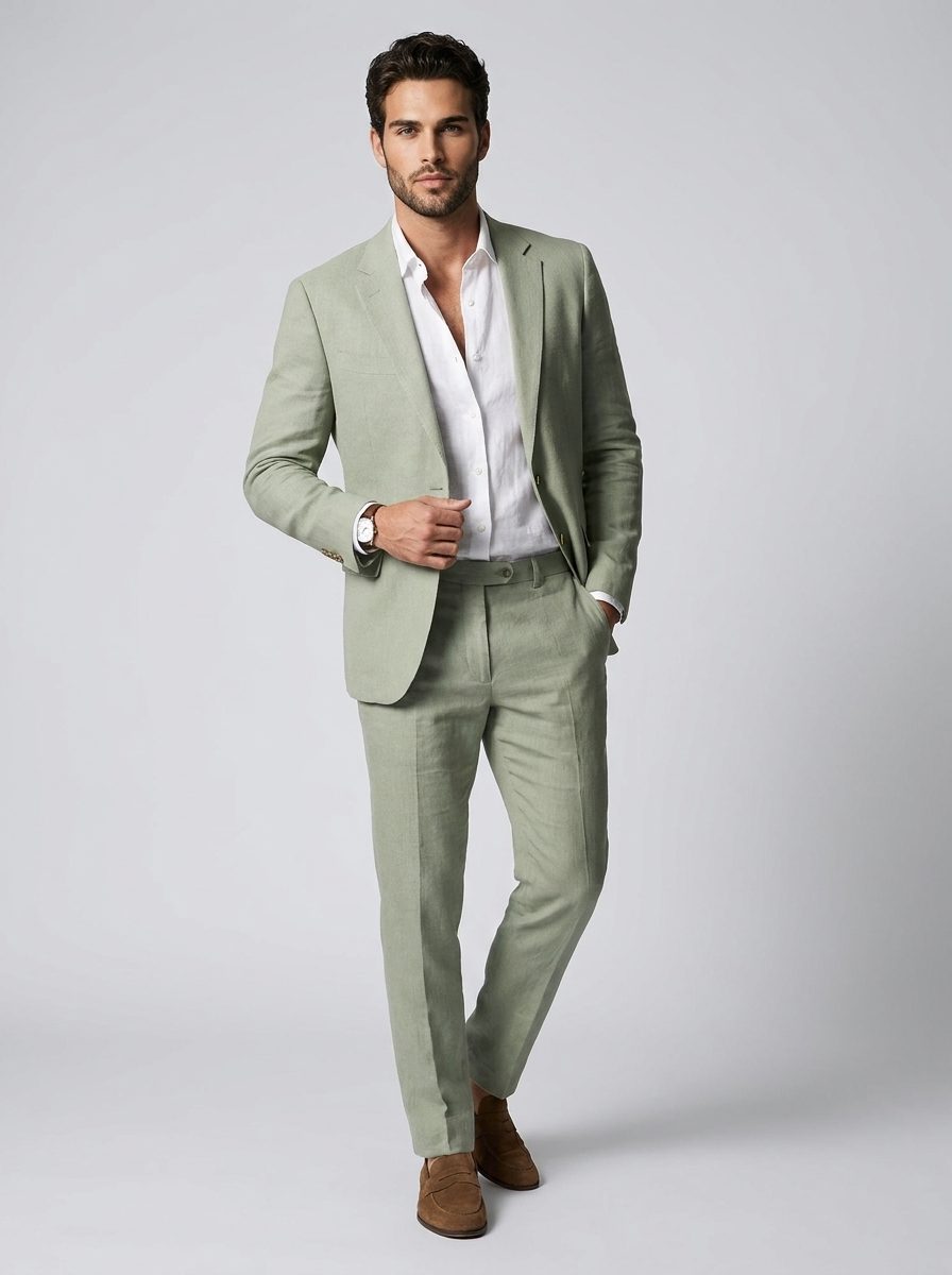 Linnen Set met Blazer en Pantalon voor Heren 0