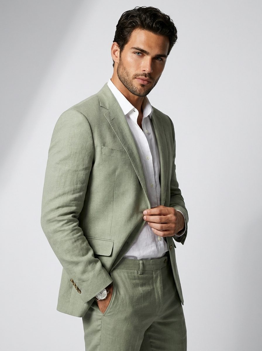 Linnen Set met Blazer en Pantalon voor Heren 1