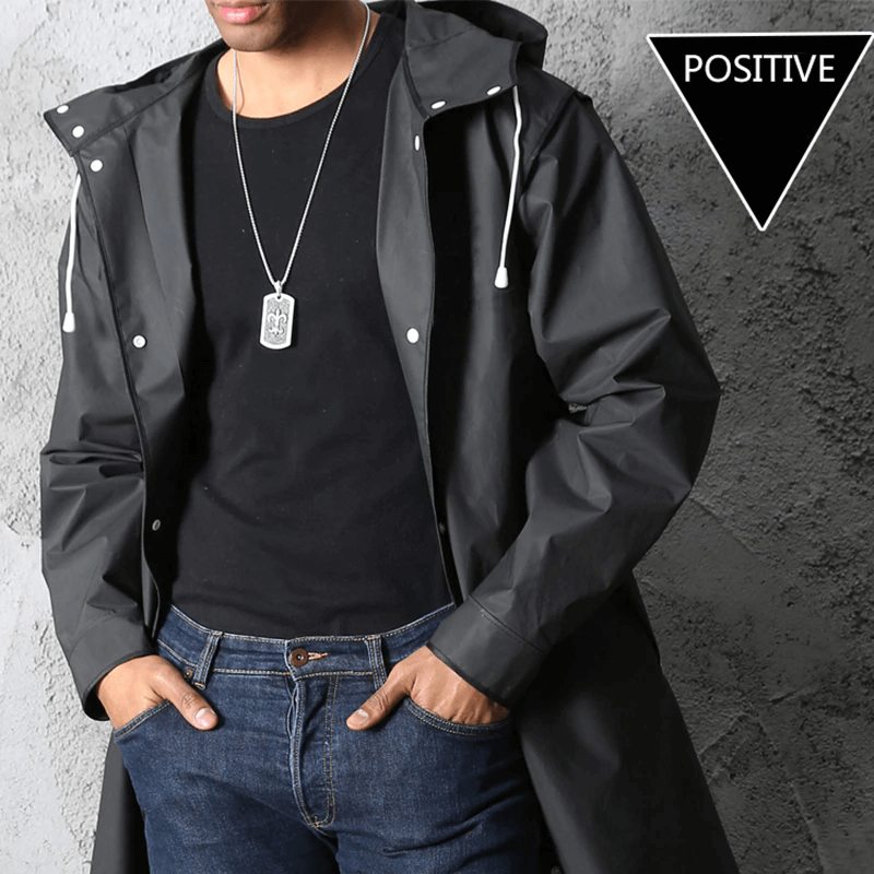 Long Black Waterproof Raincoat for Women and Men - Lightweight EVA Material, Compact Design 3