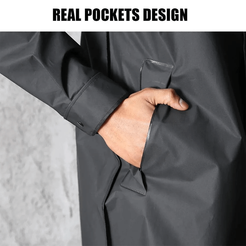 Long Black Waterproof Raincoat for Women and Men - Lightweight EVA Material, Compact Design 5