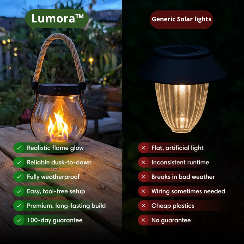 Lumora™ - Solar Lantern with Realistic Flame Effect 1