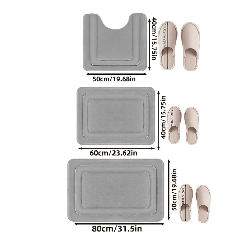 Luxe Memory Foam Badmat Set – Zachte, Absorberende & Antislip 3-Delige Set 3