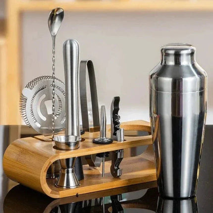 10-Piece Stainless Steel Cocktail Shaker Set – Professional Bar Tools for Home Use