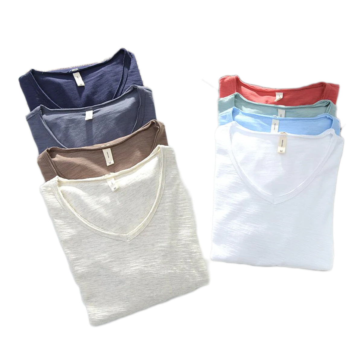 Men's V-Neck T-Shirt – Linen Cotton Blend with a Breathable Slim Fit