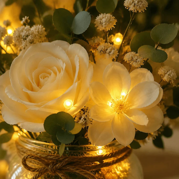 Lighted Flower Jar – Lifelike Meadow Blooms With Warm LED Lights