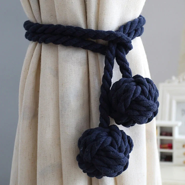 Macrame curtain tiebacks