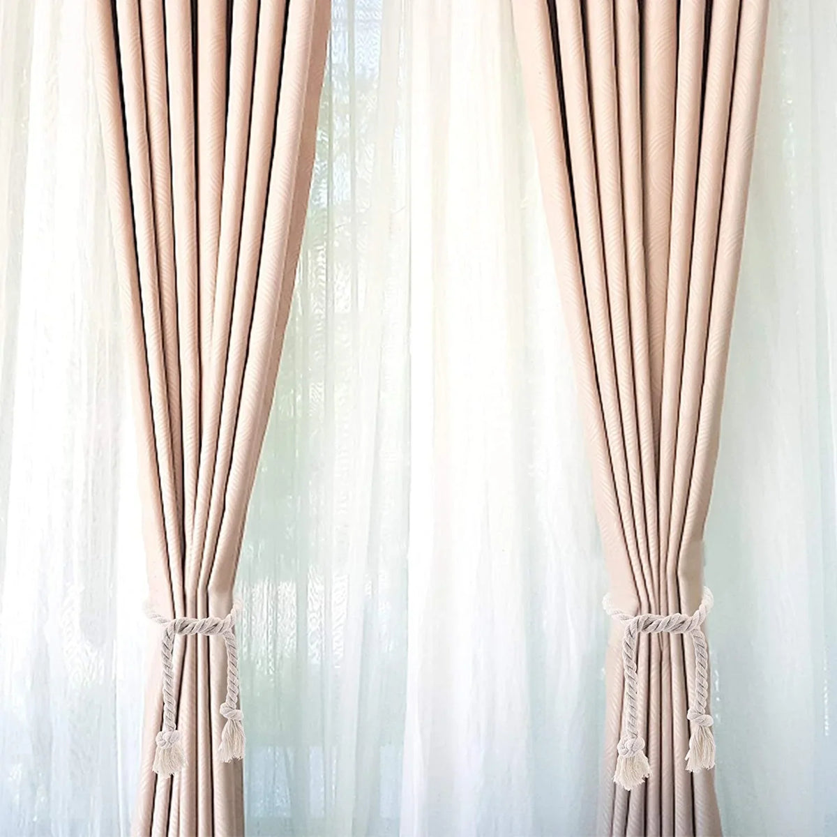 Macrame curtain tiebacks