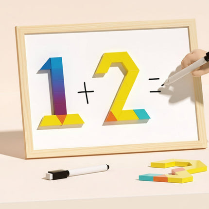 Magnetic Puzzle Wooden Pattern Blocks Educational STEM Toy Set 4