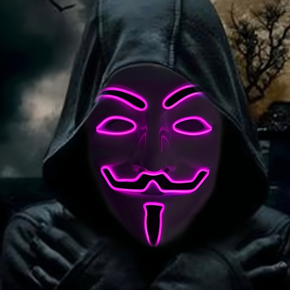 Mannen's Engeleng LED Halloween Masker | Verlichte Anonieme Cosplay 9