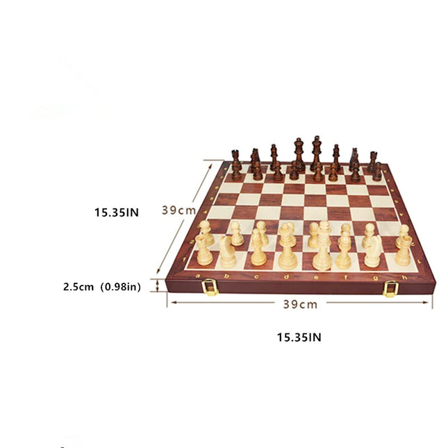 Wooden Chess Set – Classic Foldable Board with Solid Wood Pieces & Timeless Design