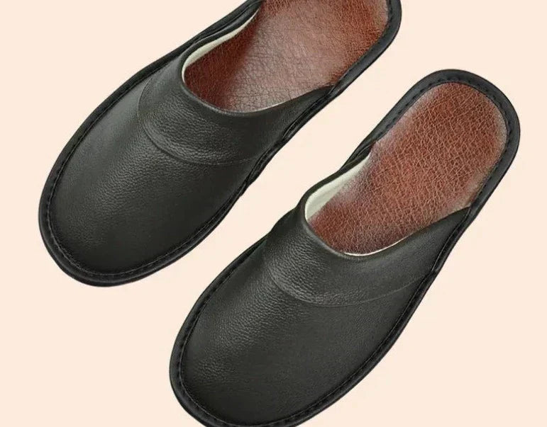 Men's Leather Moccasin Slippers - Durable, Warm Indoor Footwear for Comfort 3