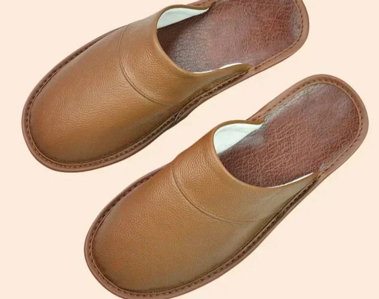 Men's Leather Moccasin Slippers - Durable, Warm Indoor Footwear for Comfort 4