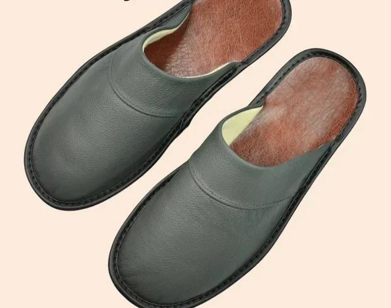 Men's Leather Moccasin Slippers - Durable, Warm Indoor Footwear for Comfort 5