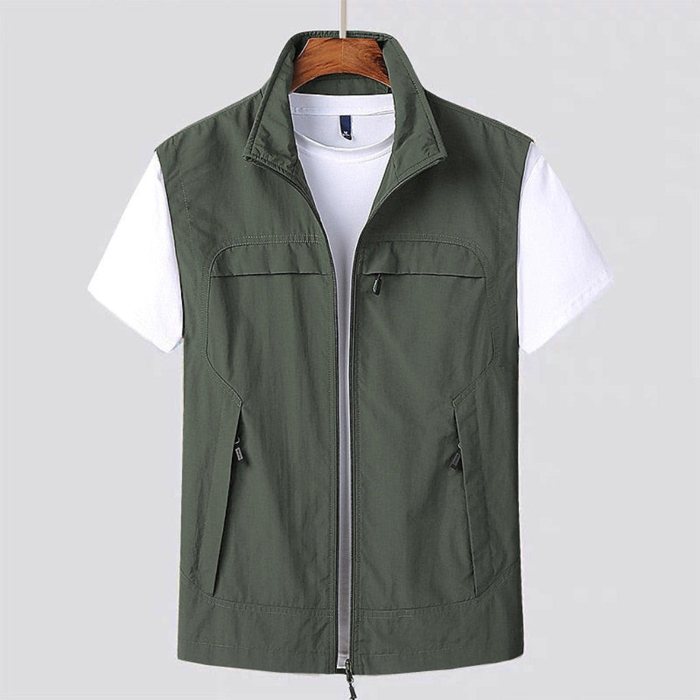 Men's Stand Collar Zip Vest Breathable Lightweight Fast Drying 2