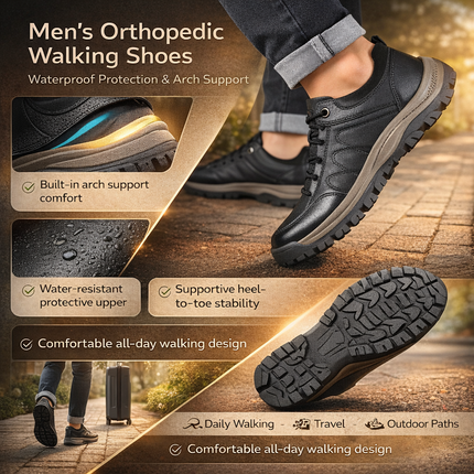 Mens Walking Shoes Orthopedic Waterproof Arch Support 4