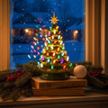 Vintage Christmas Tree Lamp – Sculpted Evergreen with Star Topper and Lights