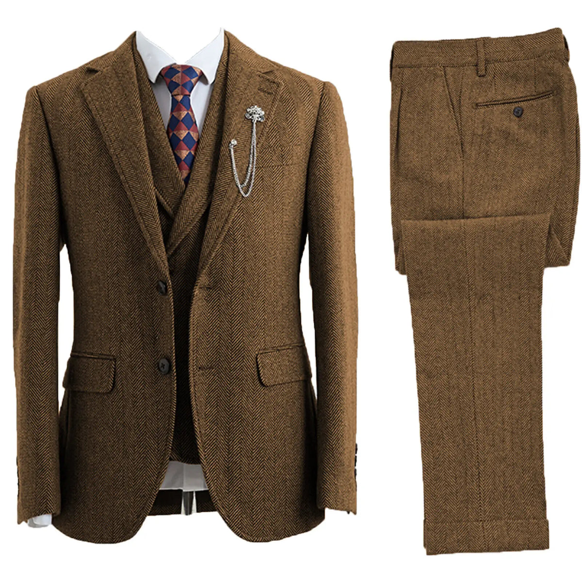 Michael - 3-Piece Herringbone-Patterned Suit 3