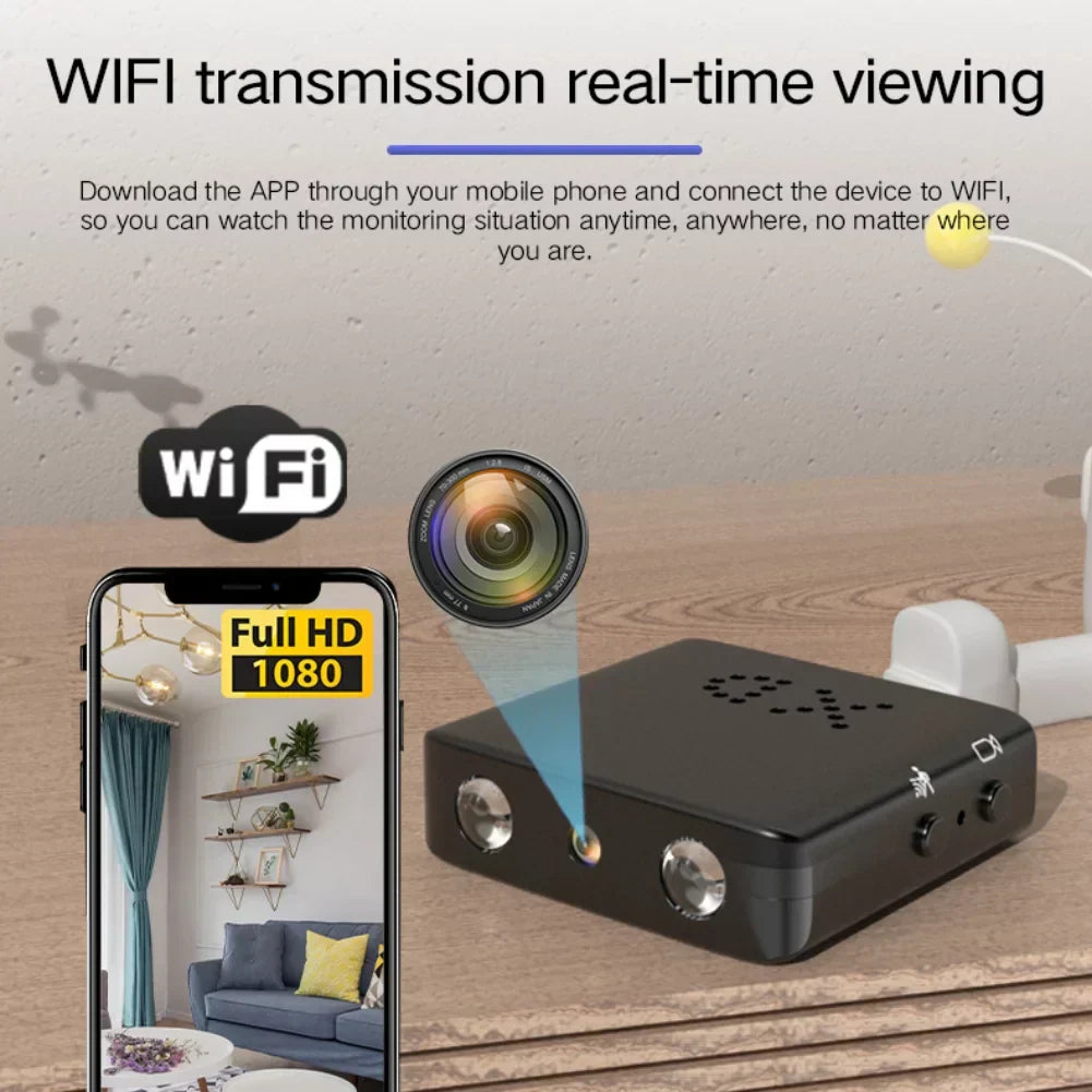 Caméra de sécurité Wi-Fi compacte avec vision nocturne et surveillance grand angle pour la sécurité domestique