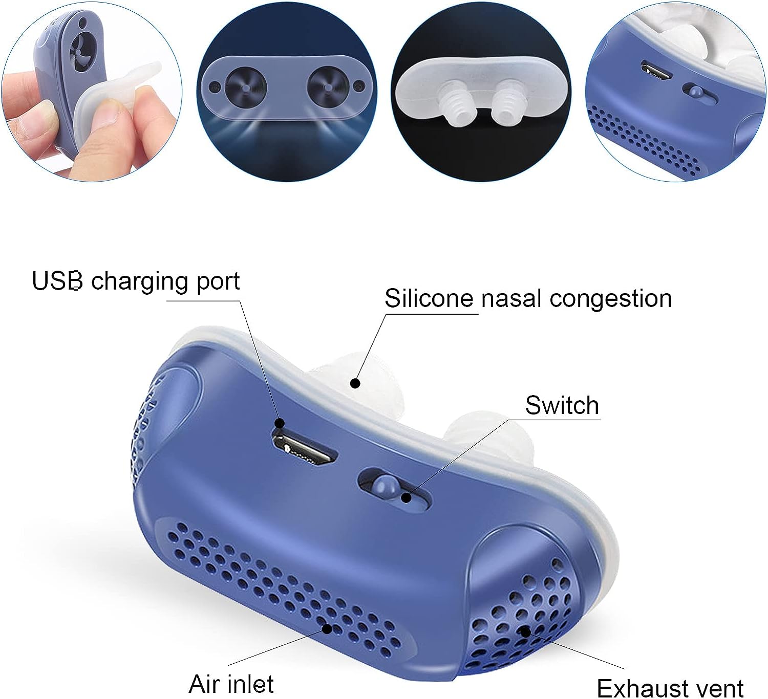 Appareil portable de flux d’air – Micro pompe à air compacte et silencieuse avec design confortable pour le nez