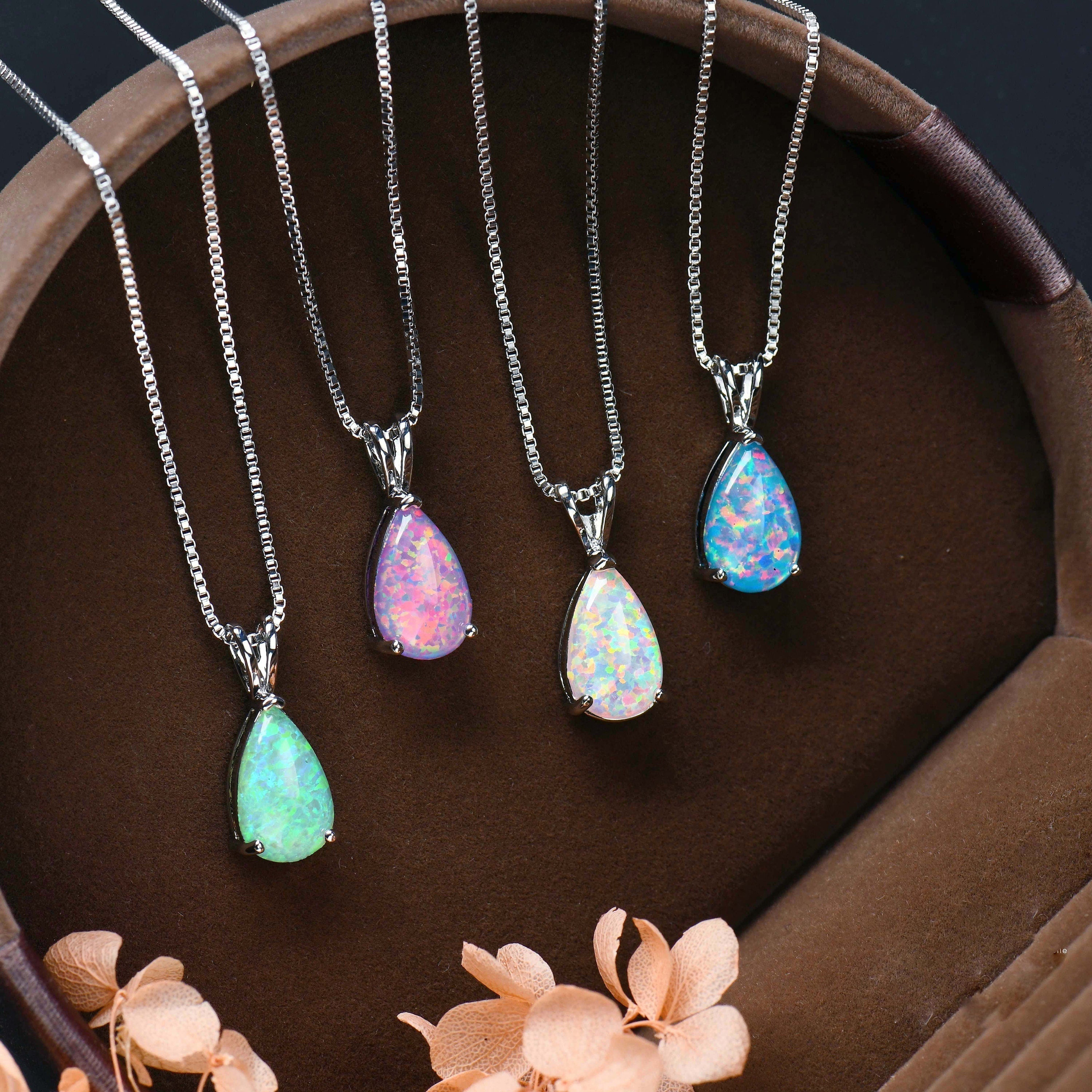 Minimalist Drop Opal Pendant Necklace - Selina 1