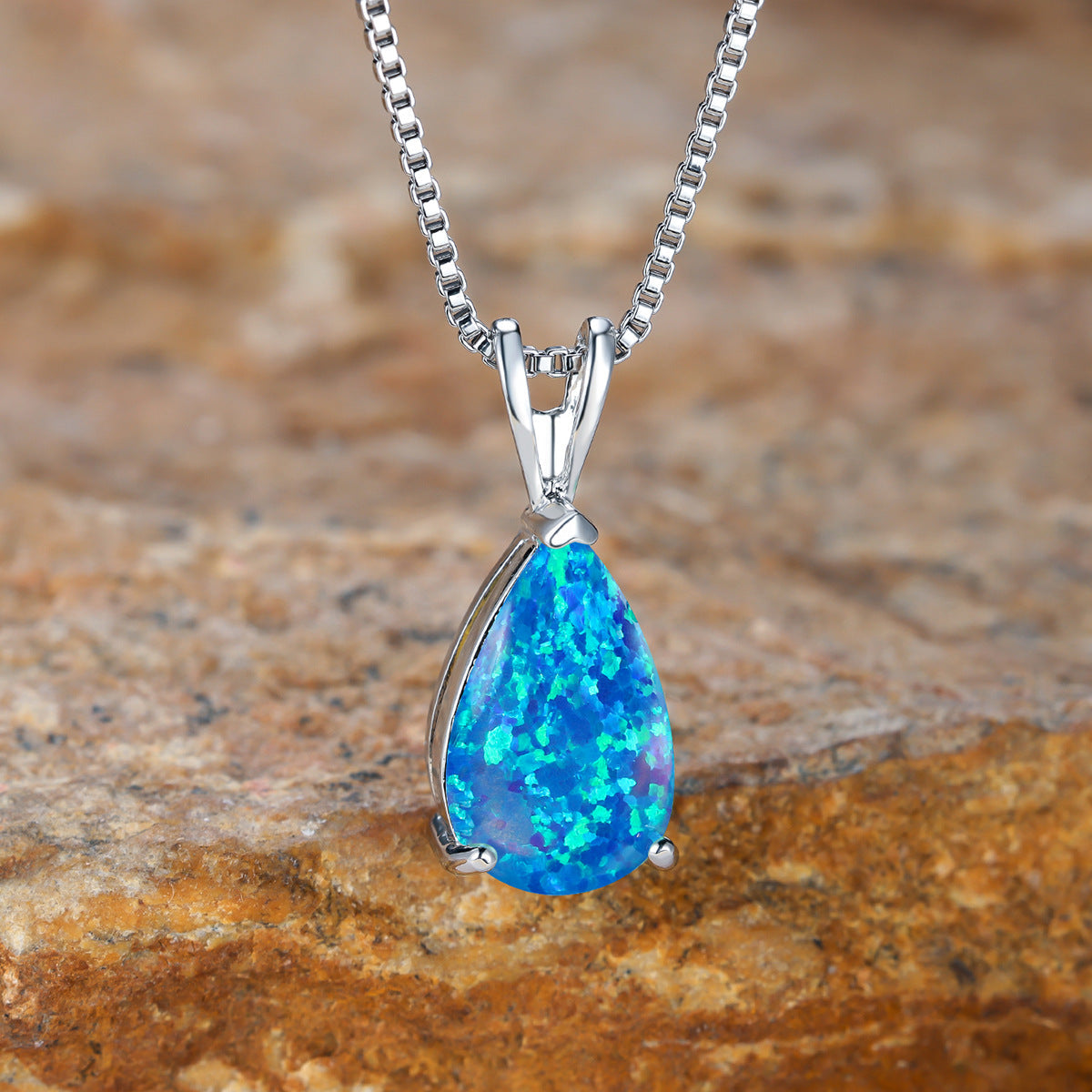 Minimalist Drop Opal Pendant Necklace - Selina 7