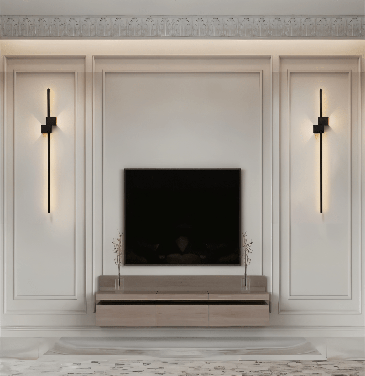 Applique murale LED – Design linéaire minimaliste, lumière douce indirecte et structure métallique moderne