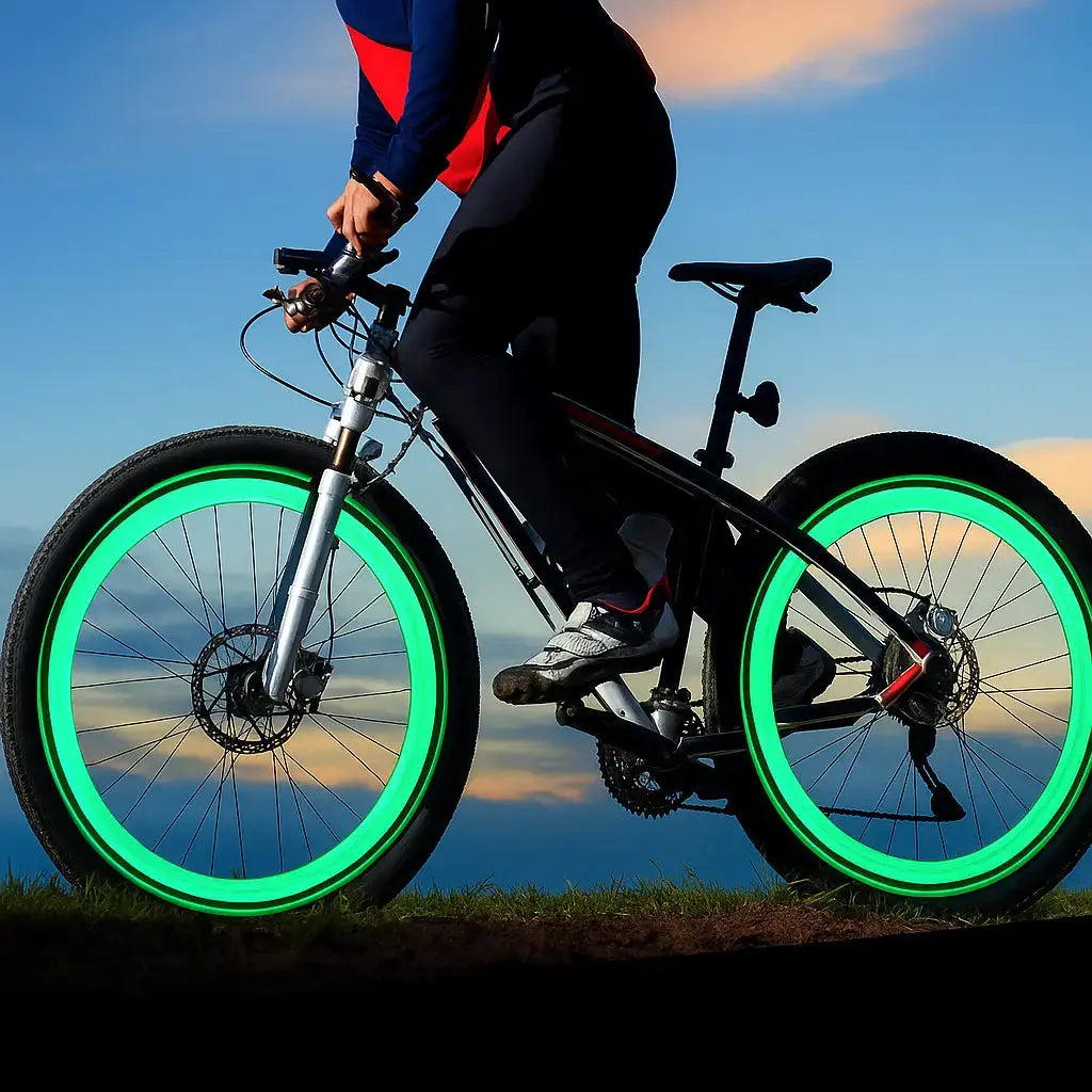Motion-Activated LED Bike Valve Lights for Enhanced Safety Visibility, Set of 2 0