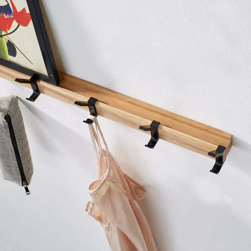 Vægmonteret knagerække – Bevægelige kroge, Sort, Nordisk design, 40×7×7 cm