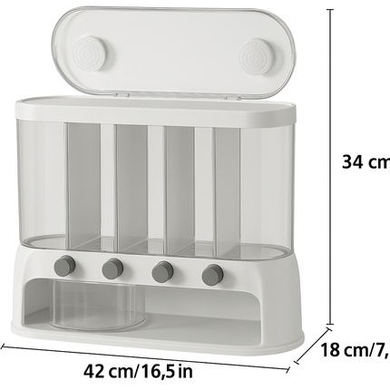 Multi-Compartment Kitchen Grain Storage Container | Airtight Pantry Organiser with Flip-Top Lid 4