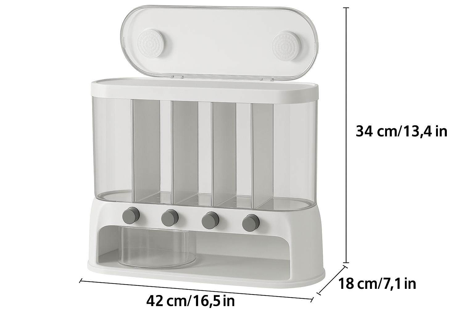 Multi-Compartment Kitchen Grain Storage Container | Airtight Pantry Organiser with Flip-Top Lid 4