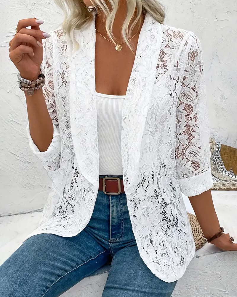 Niki | Women's Elegant Lace Open Blazer 0
