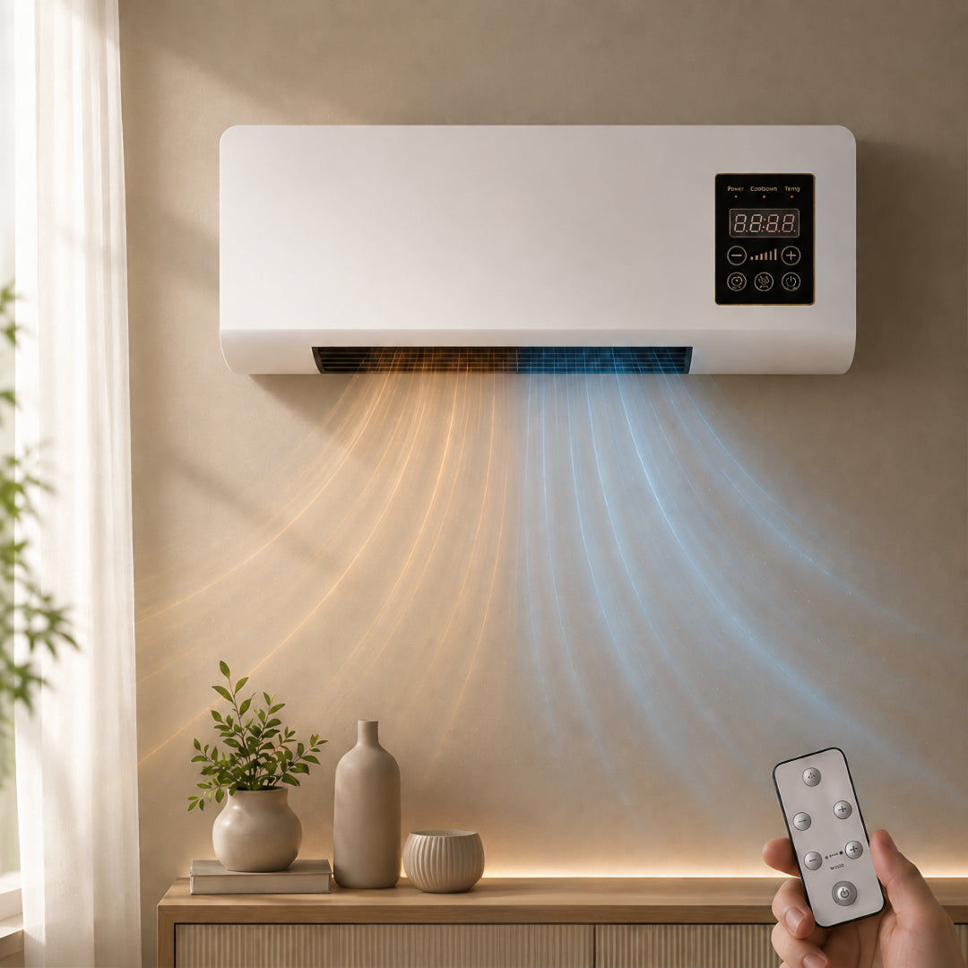OCS - Wandgemonteerde Wandventilator / Aircooler met Verwarming - met Afstandsbediening & Timer 0