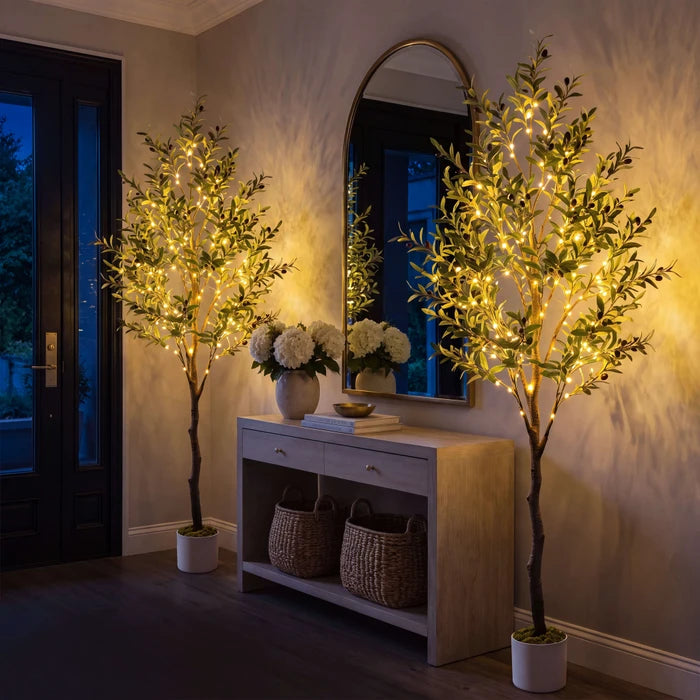 Lighted Olive Tree – Fairy Lights Among Green Olive Leaves for Cozy Corners