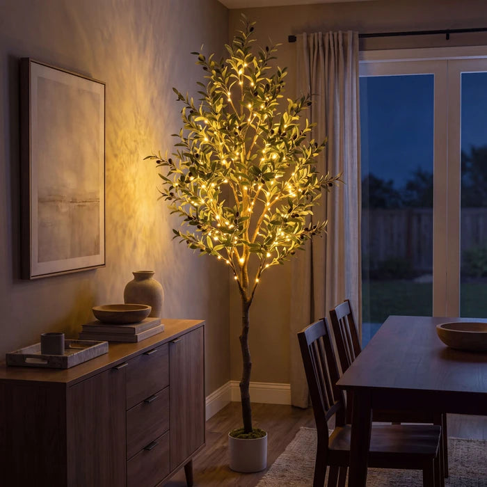 Lighted Olive Tree – Fairy Lights Among Green Olive Leaves for Cozy Corners