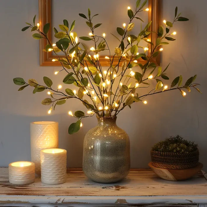 Lighted Olive Branch Stems – Twinkling Fairy Lights for Vases and Arrangements