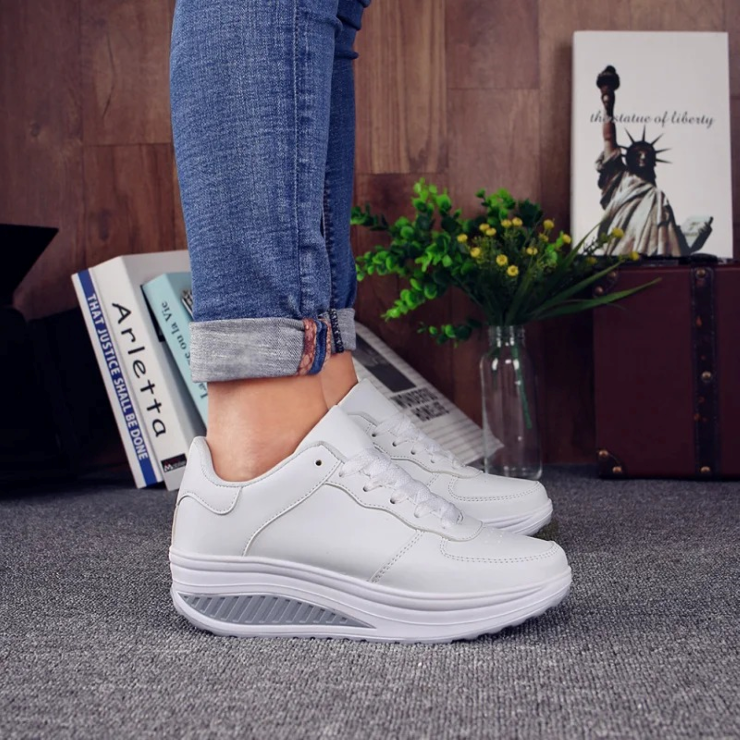 Orthopaedic Women's Sneakers in Black Leather - FlexiStep 2