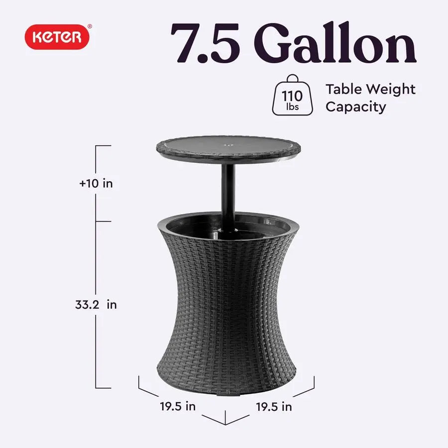 Outdoor Pop-Up Bar Table with 7.5-Gallon Hidden Cooler | All-Weather Patio & Hot Tub Side Table, Dark Grey 3