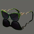 Oversized Cat-Eye Sunglasses with UV400 Protection and Sculpted Snake Arms 0
