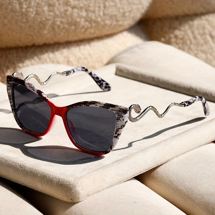 Oversized Cat-Eye Sunglasses with UV400 Protection and Sculpted Snake Arms 13