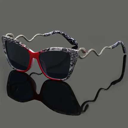 Oversized Cat-Eye Sunglasses with UV400 Protection and Sculpted Snake Arms 4