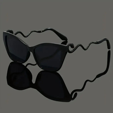 Oversized Cat-Eye Sunglasses with UV400 Protection and Sculpted Snake Arms 6