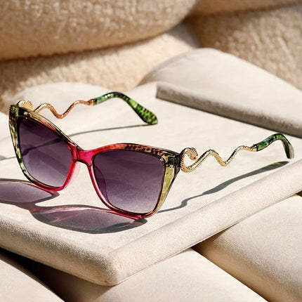 Oversized Cat-Eye Sunglasses with UV400 Protection and Sculpted Snake Arms 9